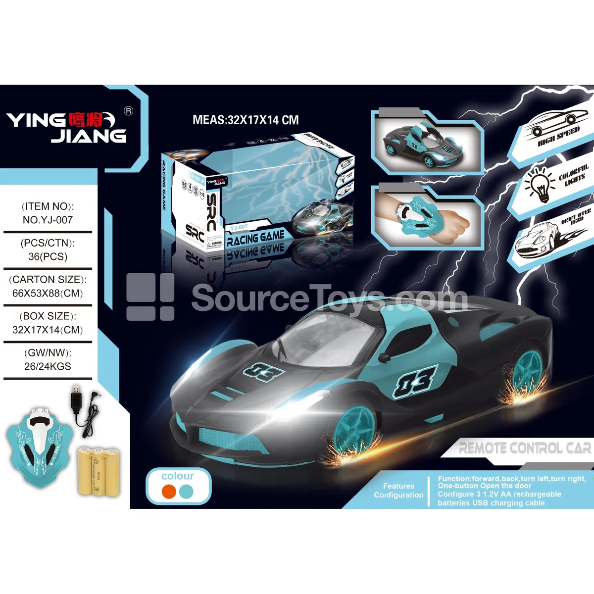 1:18 5-Function Gesture 2-in-1 Gravity Sensing Remote Control Car with One-Key Door Opening, 27MHz, Battery Included, Window Box