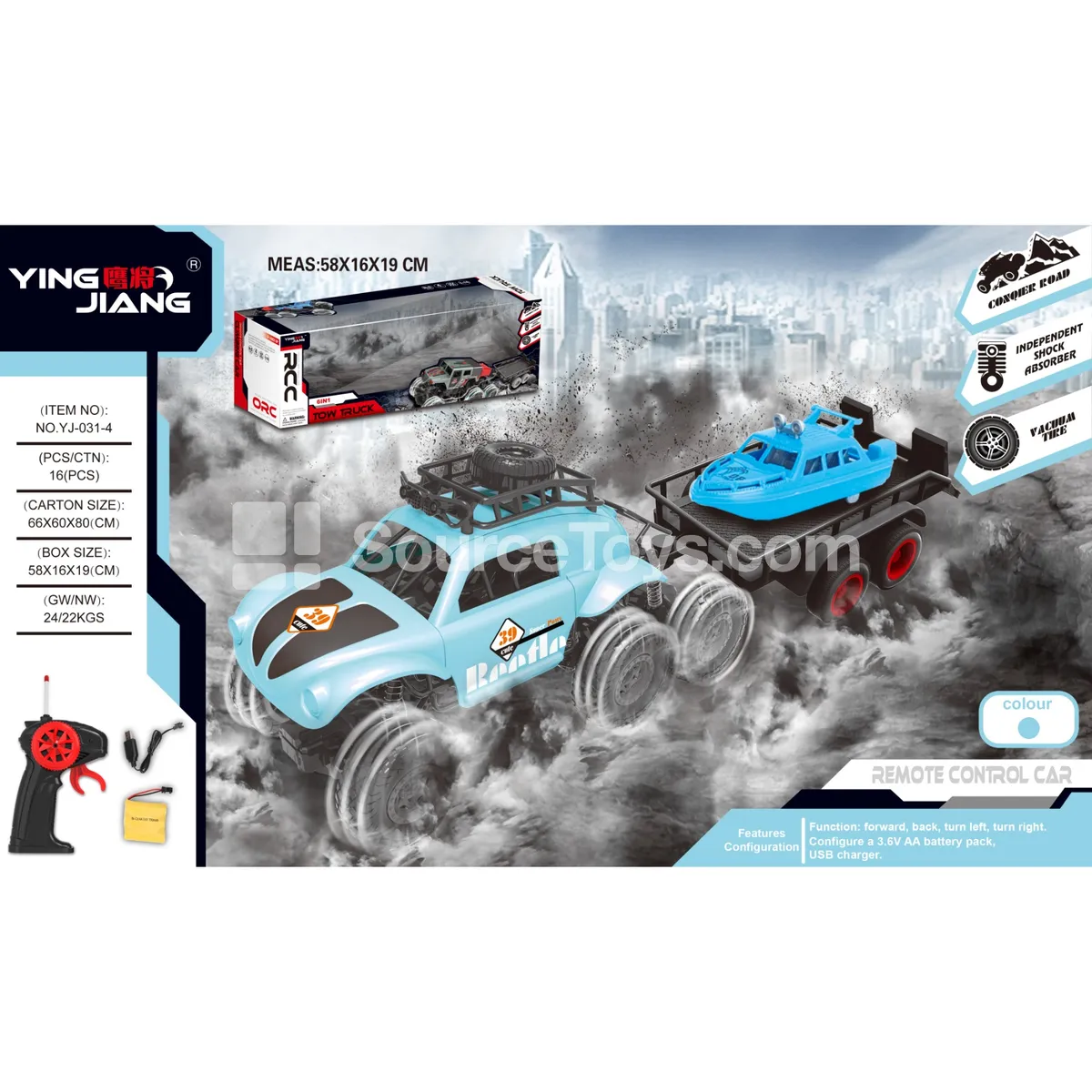 1:18 4-Channel 6-Wheel Remote Control Climbing Car with Trailer 27MHz Battery Included Window Box 1:18 4-Channel 6-Wheel Remote Control Climbing Car with Trailer 27MHz Battery Included Window Box