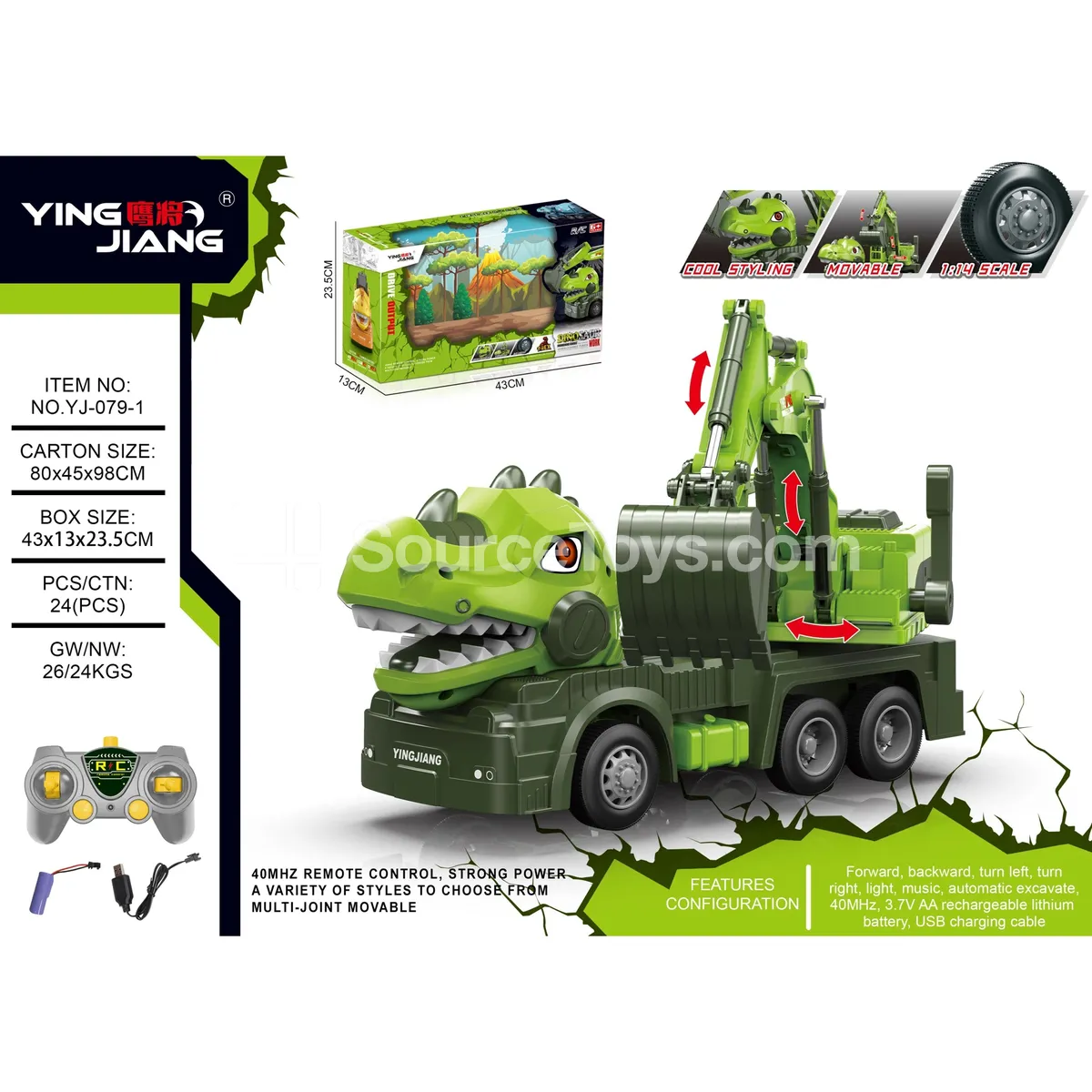 1:14 7-Channel Dinosaur Excavator RC Truck 1:14 7-Channel Dinosaur Excavator RC Truck