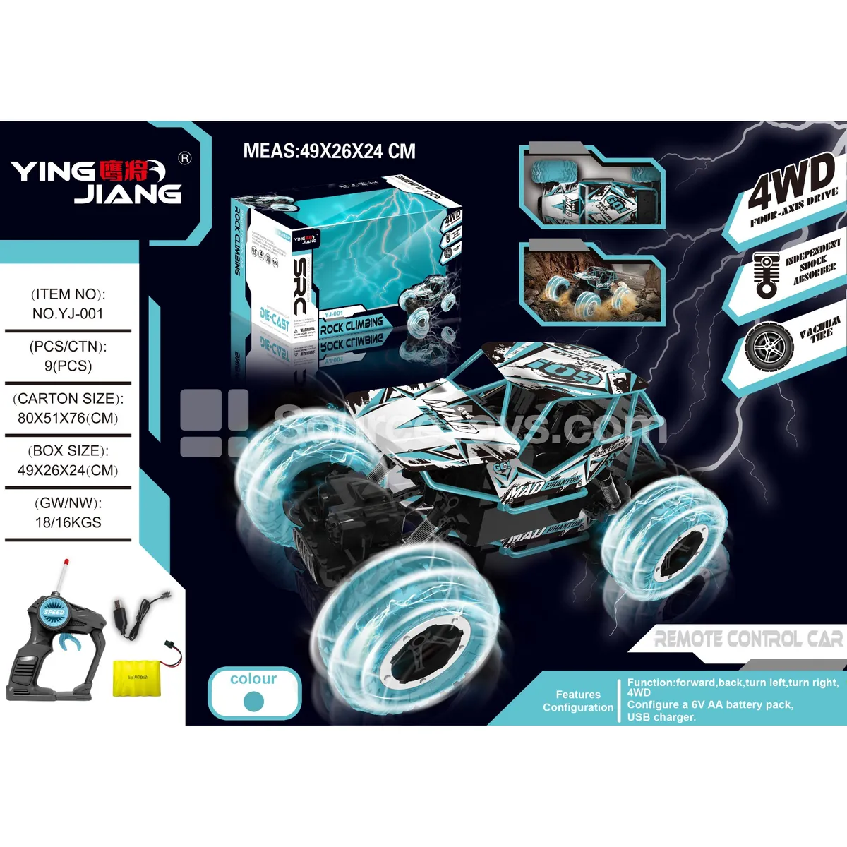 1:14 4WD Remote Control Graffiti Climbing Car 27MHZ Battery Included Window Box