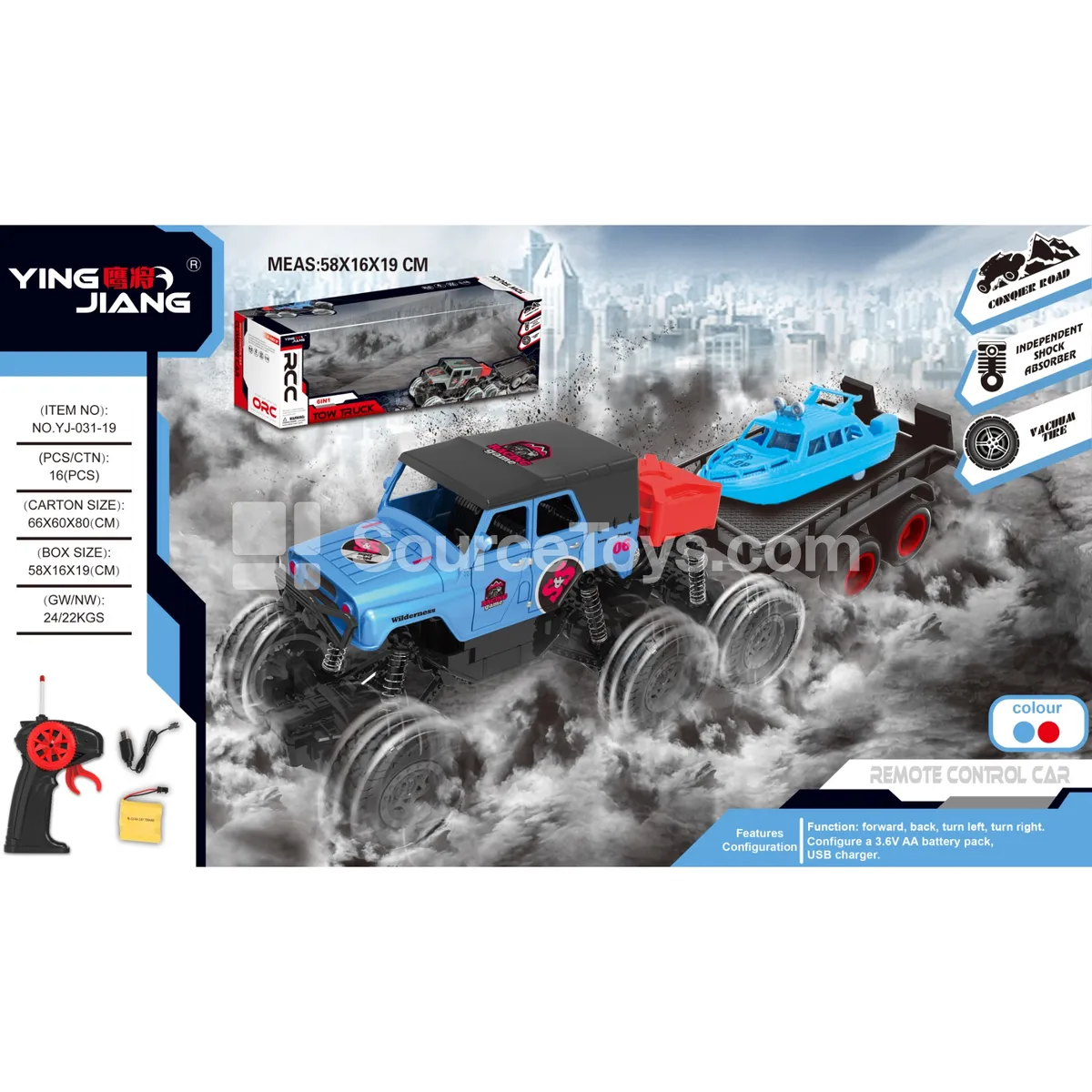 1:18 4-Channel 6-Wheel RC Crawler with Opening Doors & Trailer