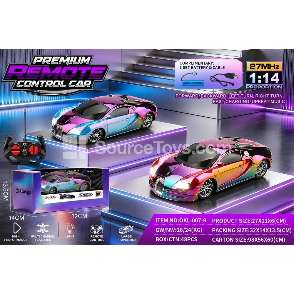 1:14 Scale 4-Channel Remote Control Car Bugatti UV Chrome Plated