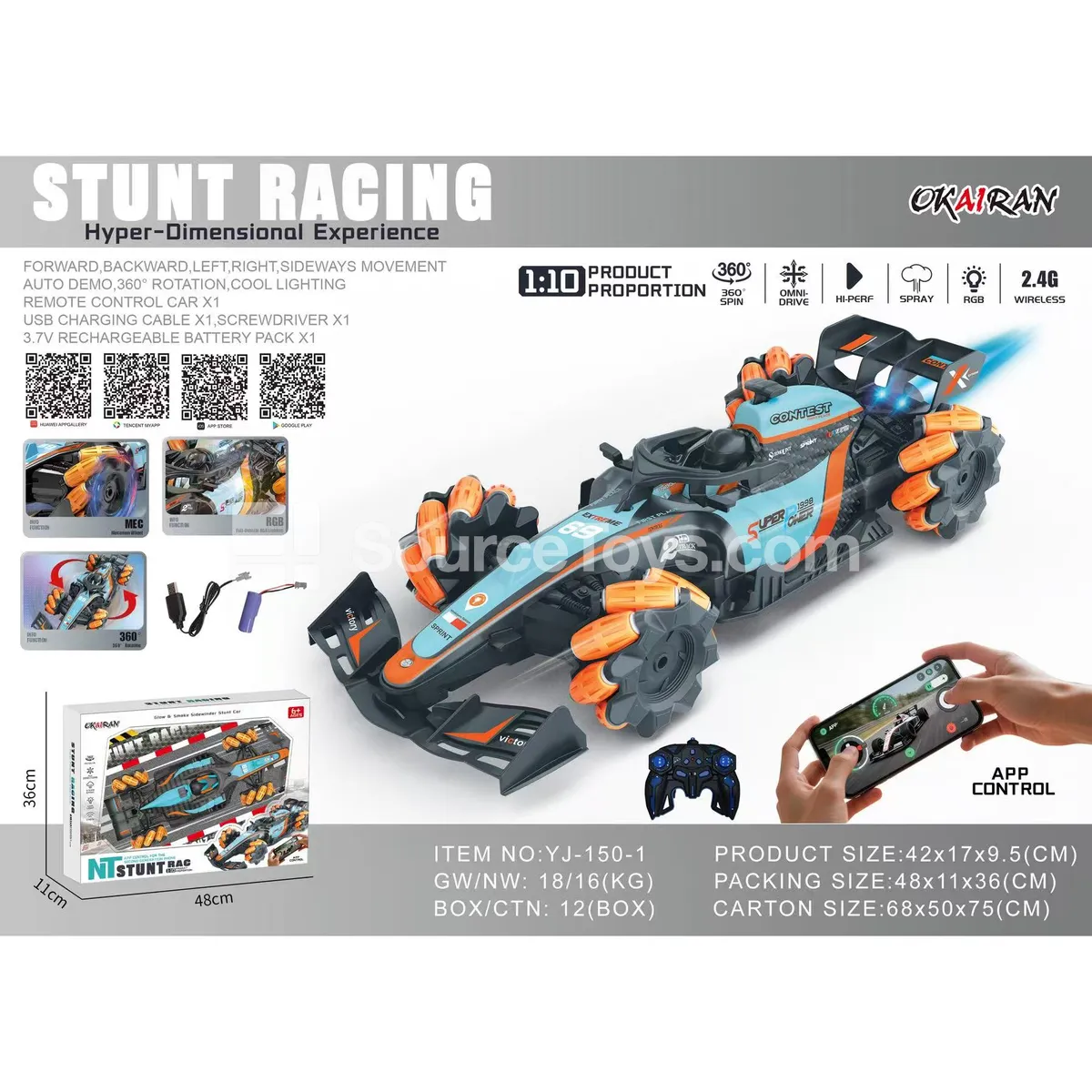 1:10 Spray Remote Control Racing Car with Sideways Movement