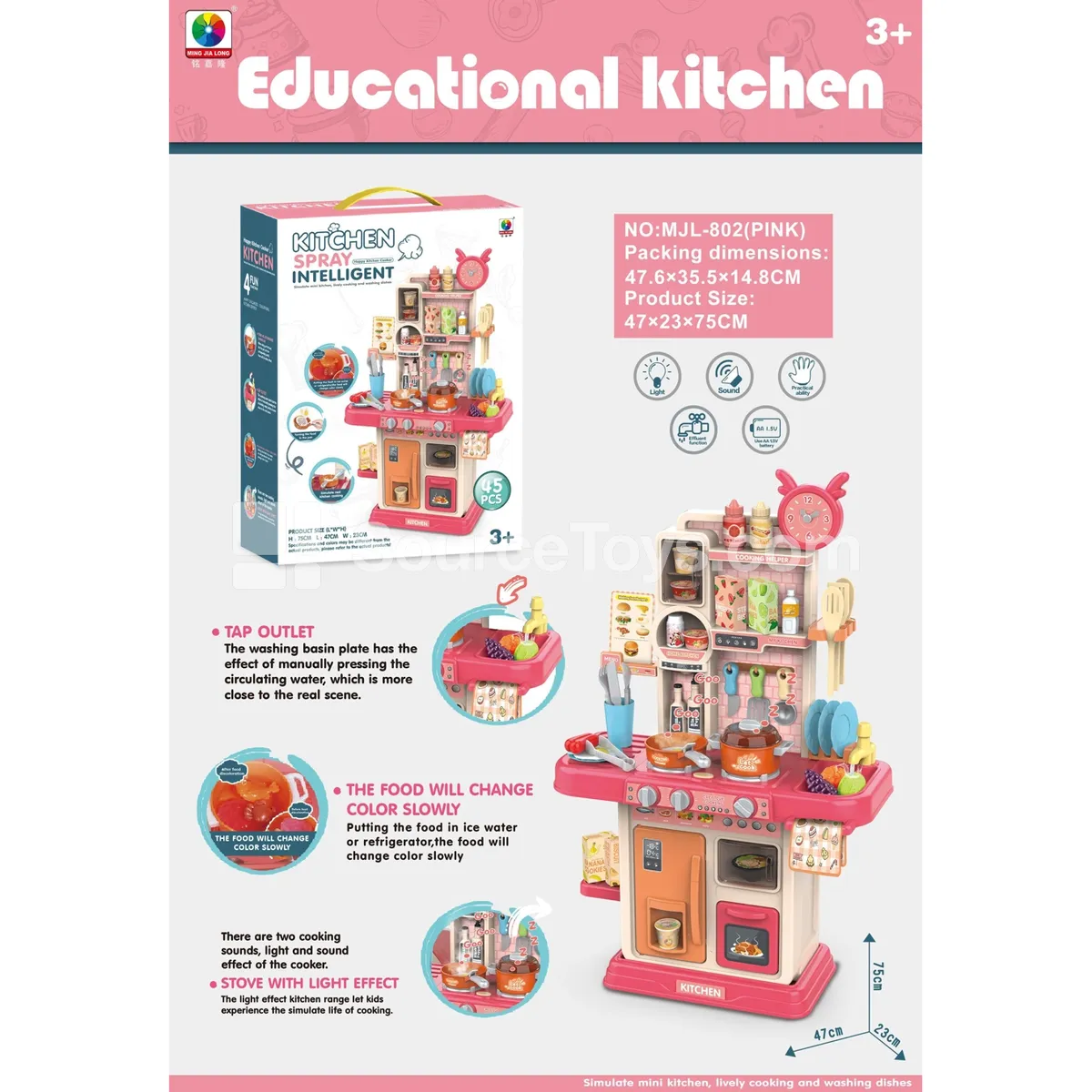 75CM Educational Kitchen Pretend-Play Set 42PCS (Batteries Not Included) 75CM Educational Kitchen Pretend-Play Set 42PCS (Batteries Not Included)