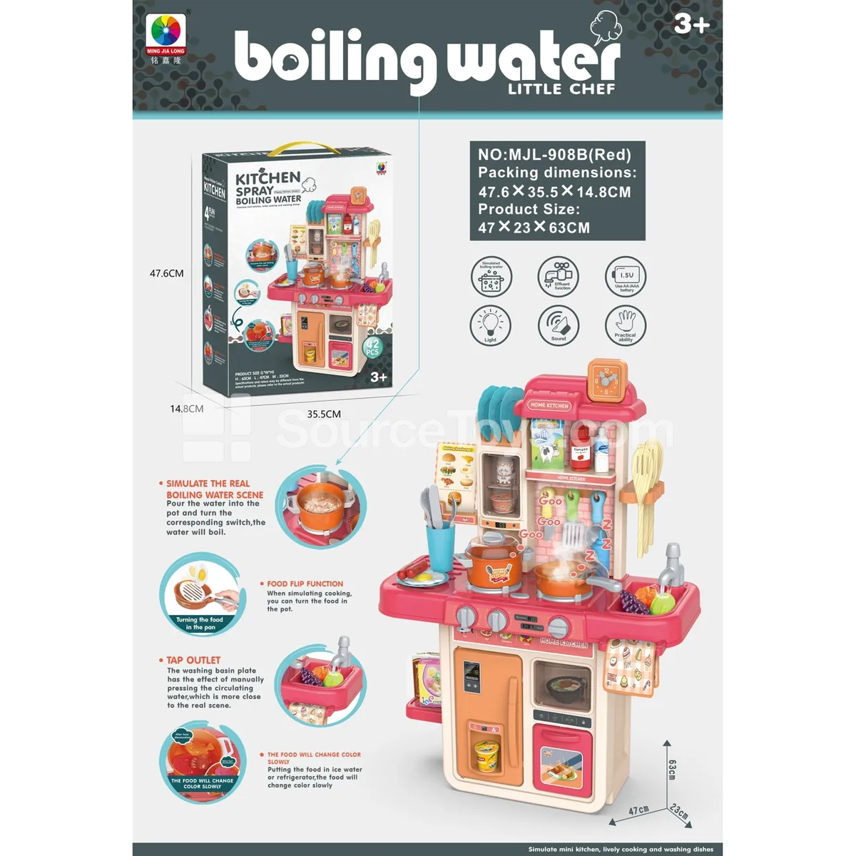 63CM Educational Kitchen Pretend-Play Set with Tableware 42PCS 63CM Educational Kitchen Pretend-Play Set with Tableware 42PCS