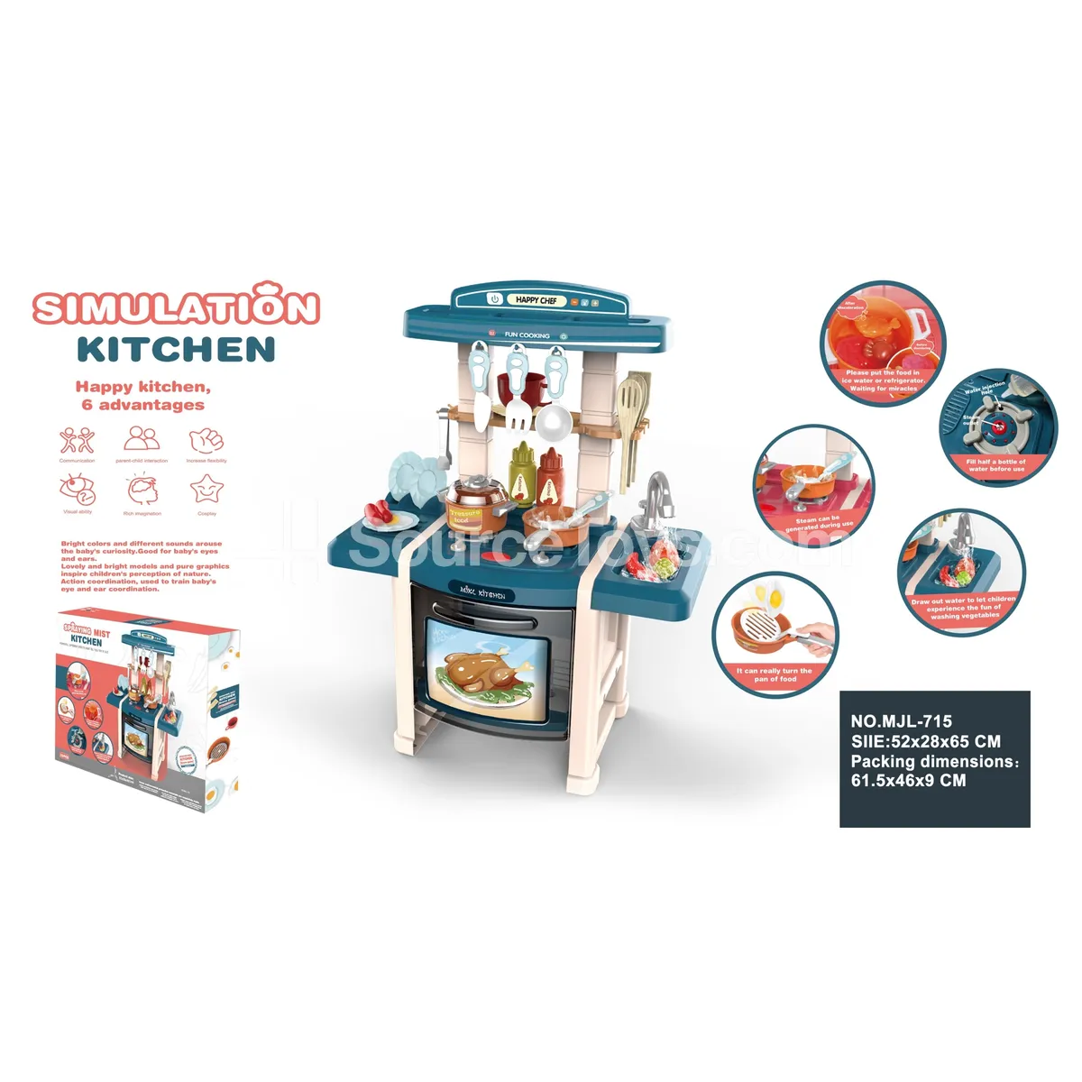 65cm Spray Kitchen Pretend Play Set with Novelty Frying Pan, Color-Changing Food, Lights & Water Function, 33pcs (Batteries 3x1.5AA Not Included) 65cm Spray Kitchen Pretend Play Set with Novelty Frying Pan, Color-Changing Food, Lights & Water Function, 33pcs (Batteries 3x1.5AA Not Included)