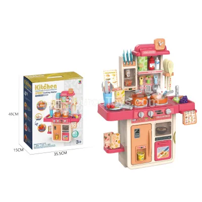 63CM Educational Pretend-Play Kitchen with Steamer, Oven & Color-Changing Food  42PCS (Batteries Not Included)