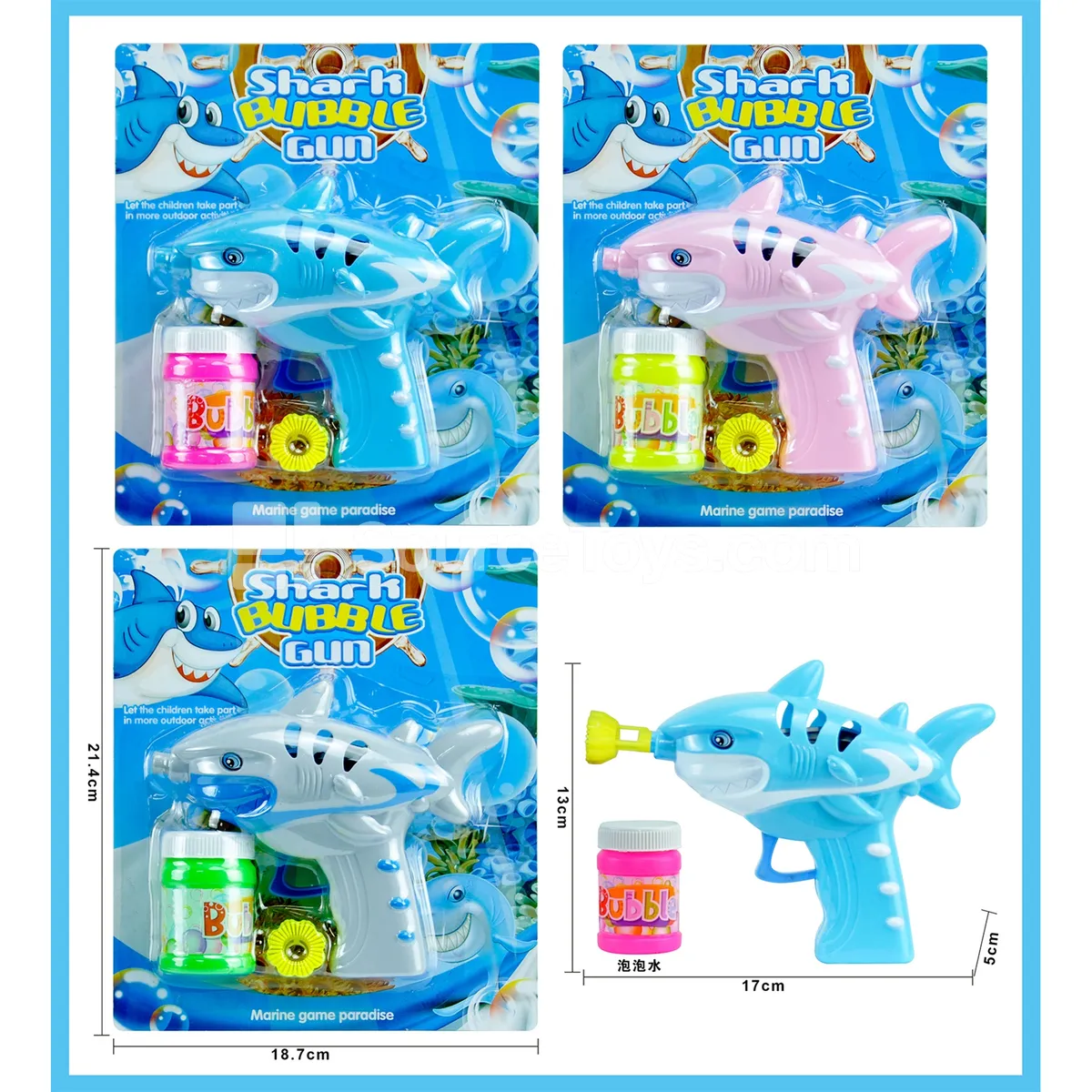 Solid Spray-Painted Cartoon Shark Bubble Gun Solid Spray-Painted Cartoon Shark Bubble Gun