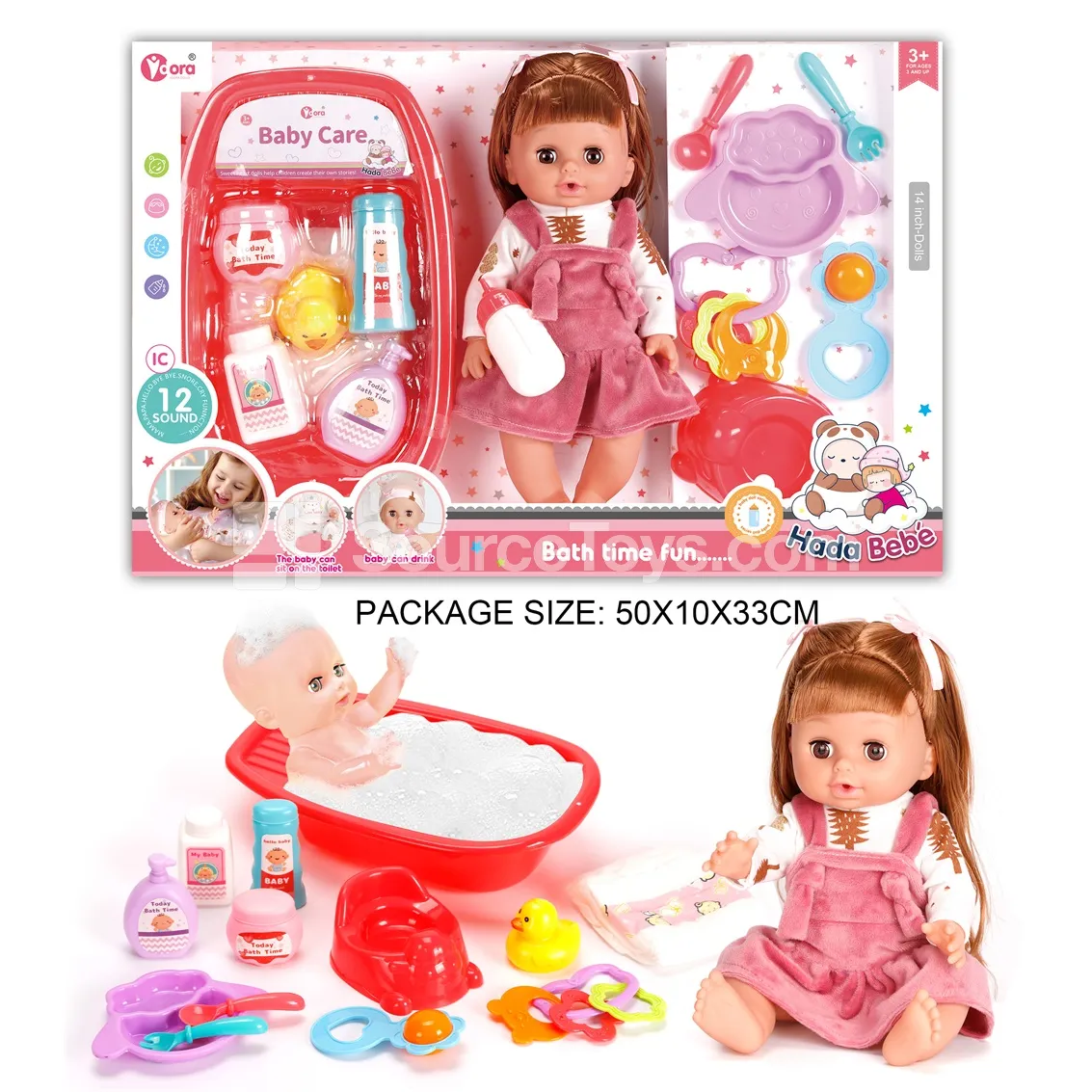 14-inch Vinyl Doll Bathtime Care Set with 12 Sounds