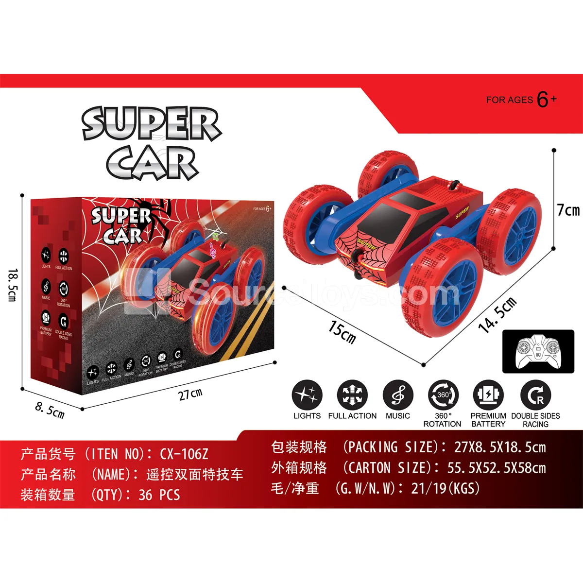 Remote Control Stunt Car 2-Sided Remote Control Stunt Car 2-Sided