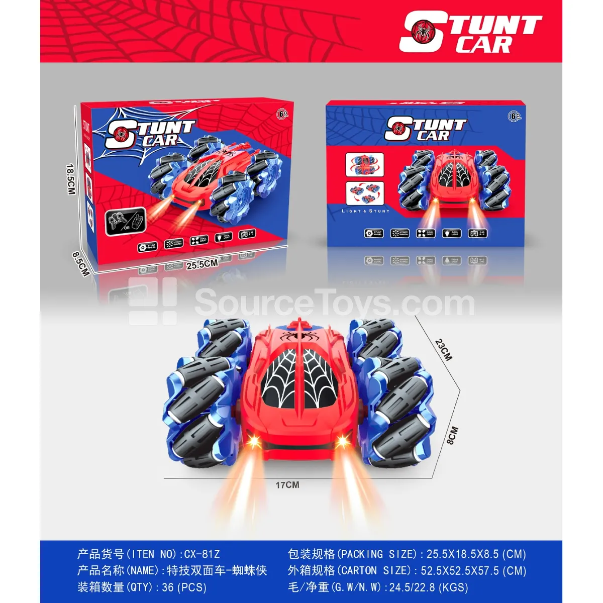 2.4G Remote Control Stunt Car 360° Rolling Dual-Side Dump Truck with Lights 2.4G Remote Control Stunt Car 360° Rolling Dual-Side Dump Truck with Lights