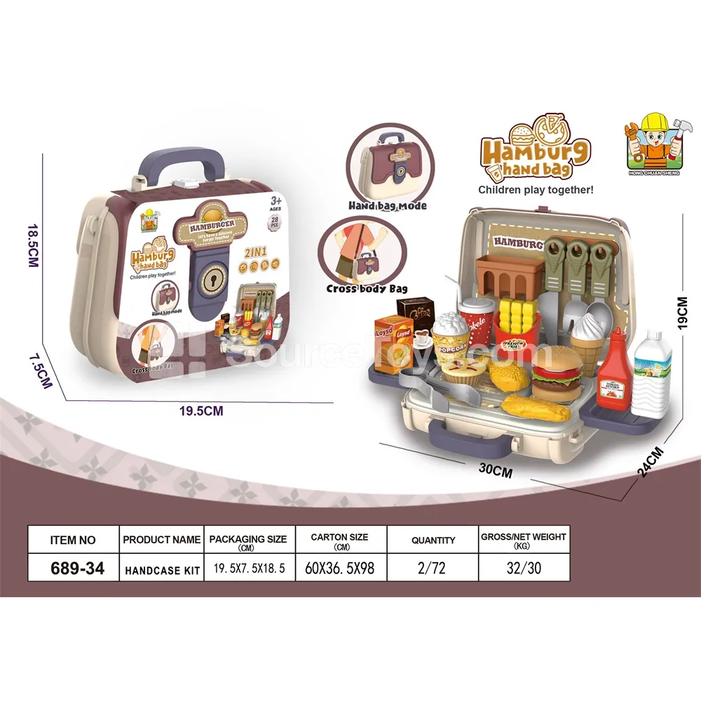 3-in-1 Hamburger Handbag & Crossbody Bag