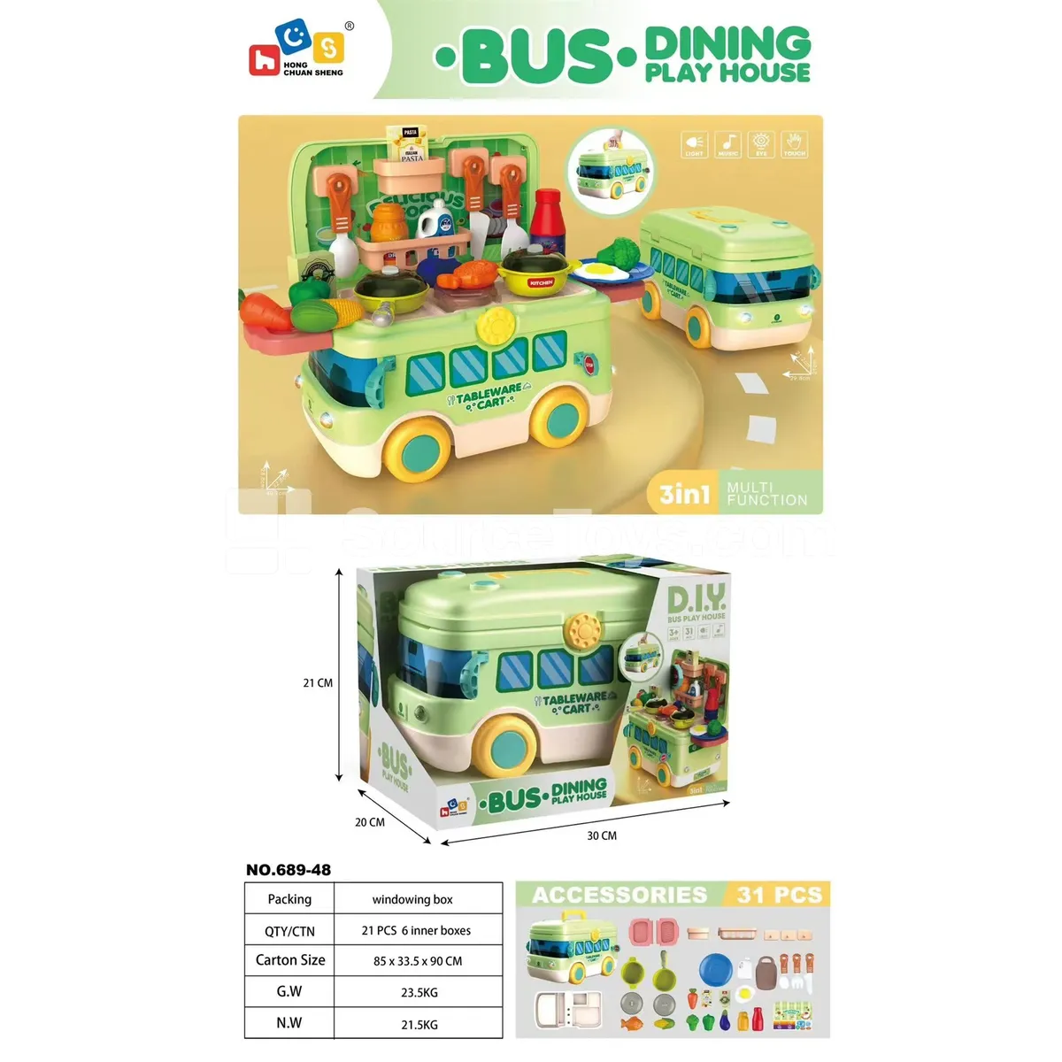 Pretend-Play Dinnerware Ride-On with Lights & Music (Battery Included)