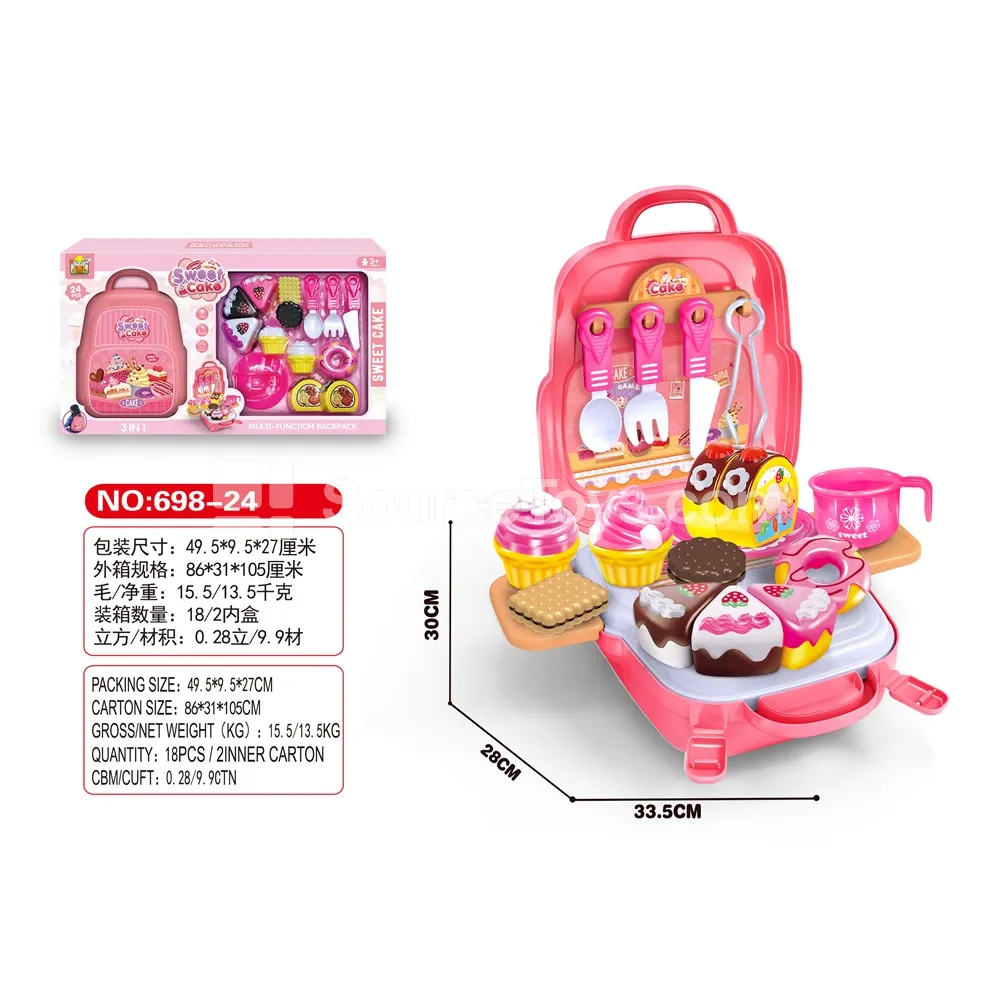 Pretend-Play Cake Backpack 3-in-1 Set