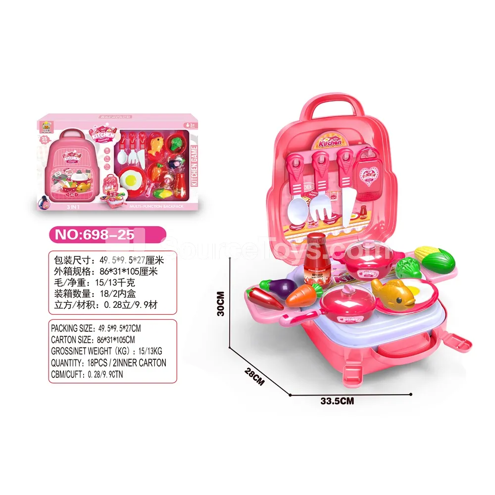 Pretend-Play Kitchen Set & Backpack 3-in-1