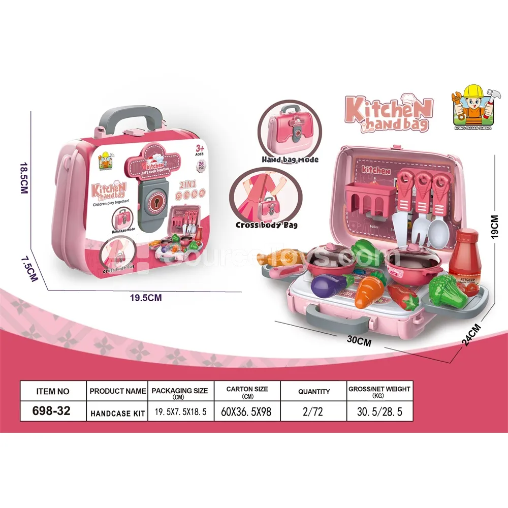 Pretend-Play 3-in-1 Dinnerware Handbag Set