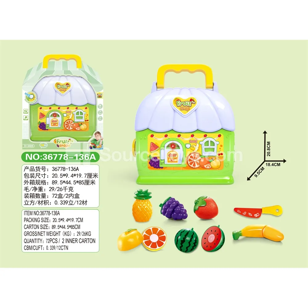 Pretend-Play Fruit Storage House with Lights & Music, Rechargeable