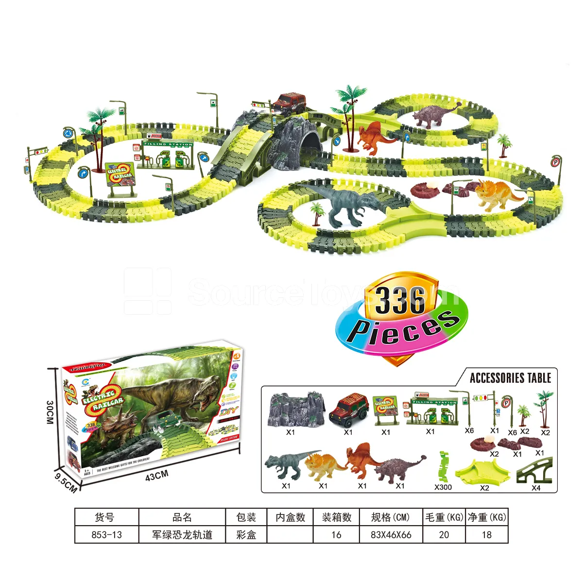 Military Green Dinosaur Track Set 336 Pcs Military Green Dinosaur Track Set 336 Pcs