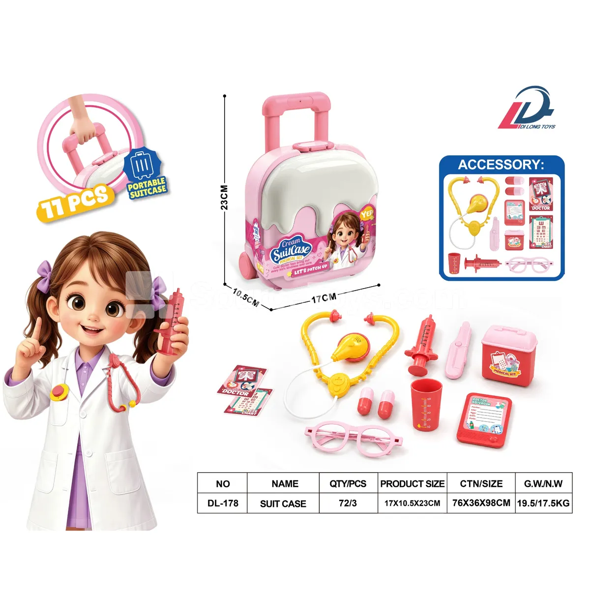 Ice Cream Doctor Girl Ride-On Suitcase