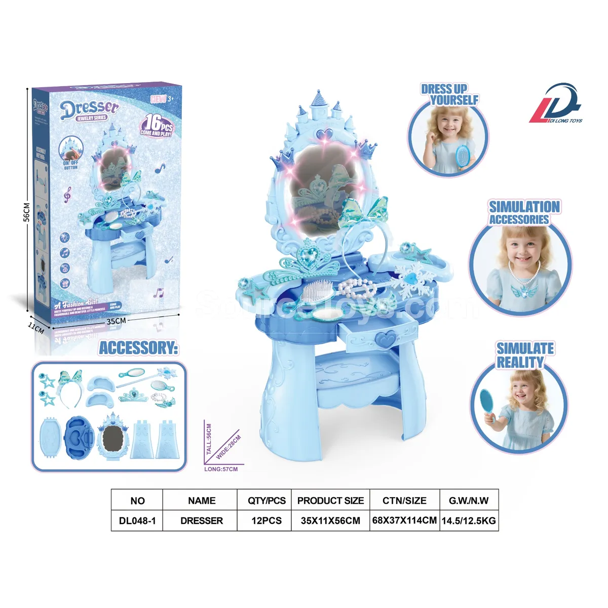 Girl Pretend-Play Vanity Set with Music & Lights