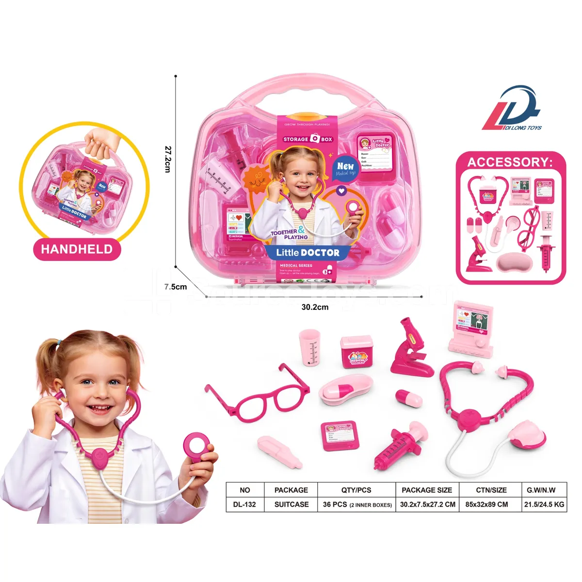 Medium-Sized Transparent Doctor Pretend-Play Carry Case