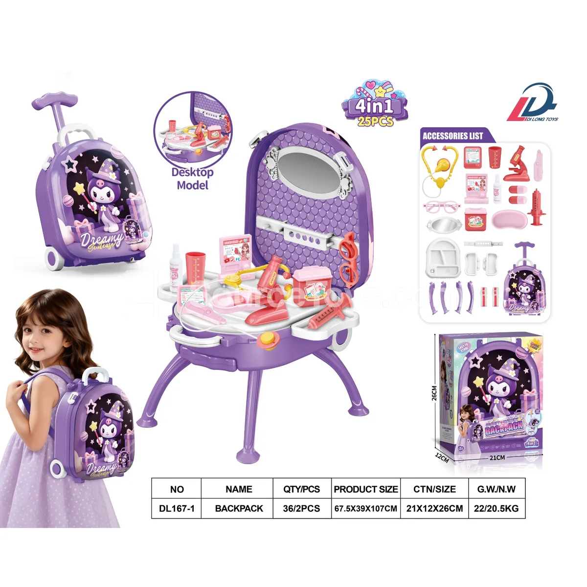 4-in-1 Alloy Backpack Pretend-Play Doctor Set