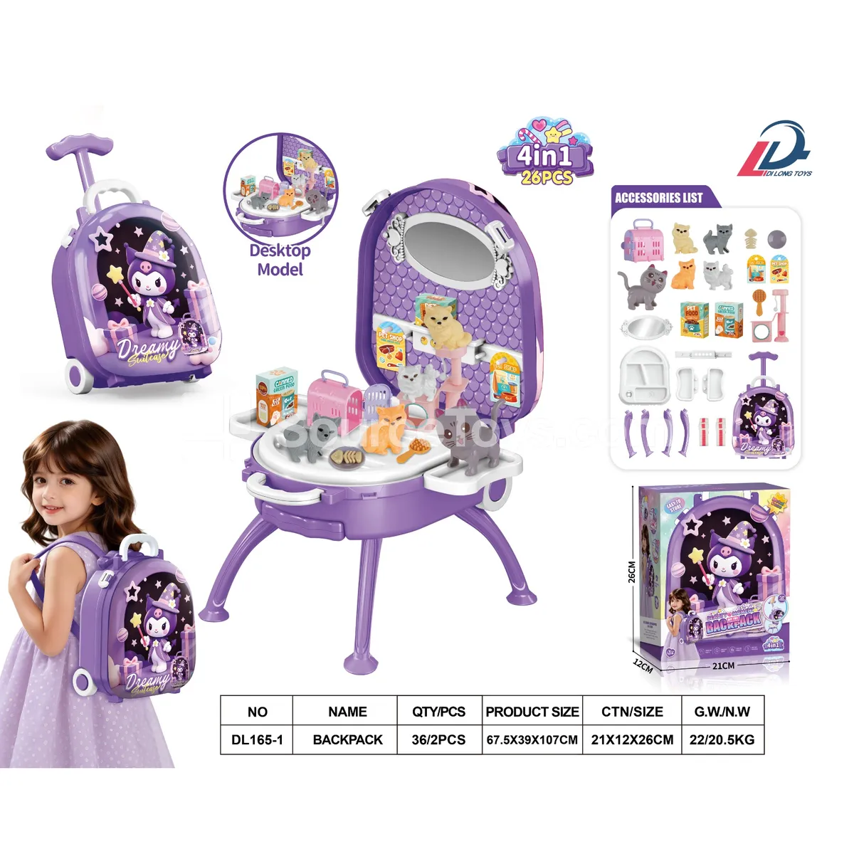 4-in-1 Alloy Backpack Set with Handle & Wheels 4-in-1 Alloy Backpack Set with Handle & Wheels