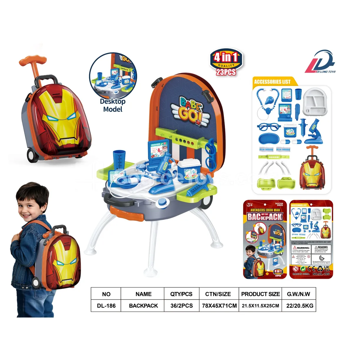4-in-1 Alloy Doctor Suitcase Set with Trolley Handle