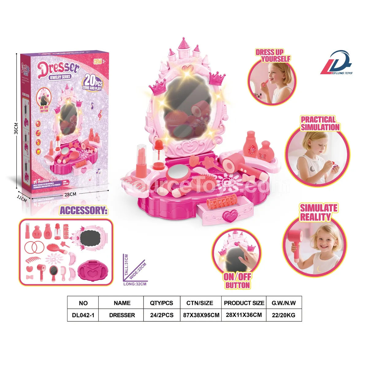 Castle Drawer Pretend-Play Vanity with Lights and Music Castle Drawer Pretend-Play Vanity with Lights and Music