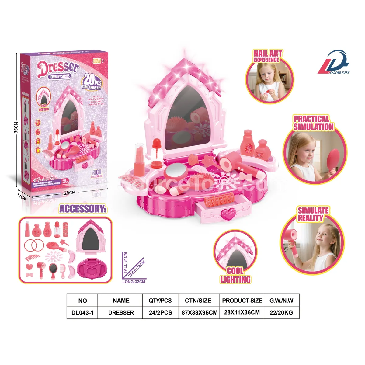 Drawer Girl Pretend-Play Vanity Table (Light) Drawer Girl Pretend-Play Vanity Table (Light)