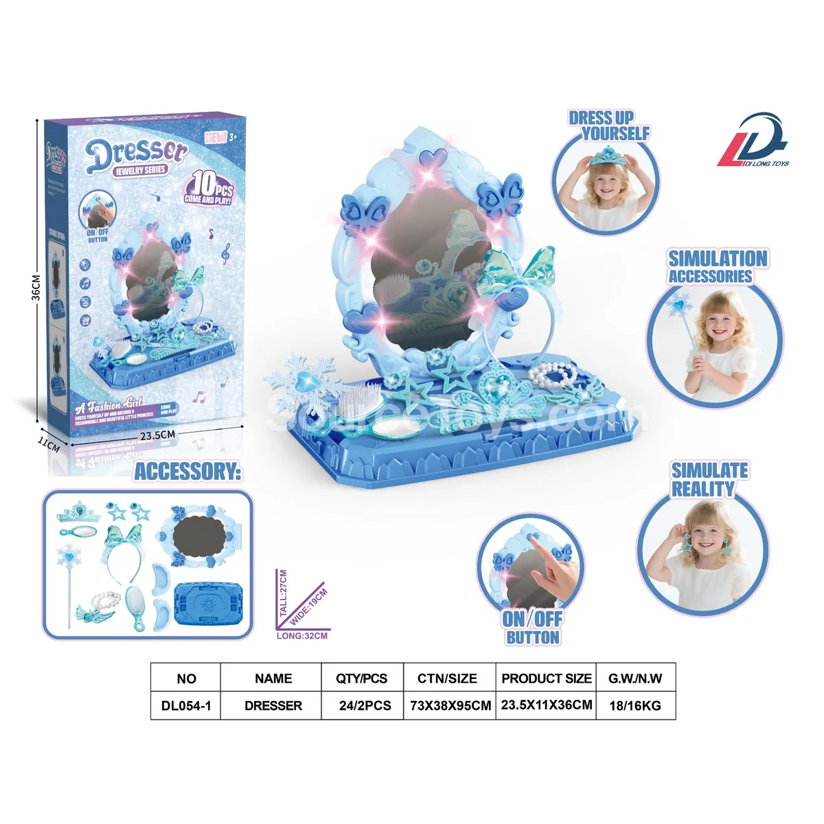 Frost Butterfly Girl Pretend-Play Vanity Set with Lights & Music, Cosmetic Storage Box DIY Frost Butterfly Girl Pretend-Play Vanity Set with Lights & Music, Cosmetic Storage Box DIY