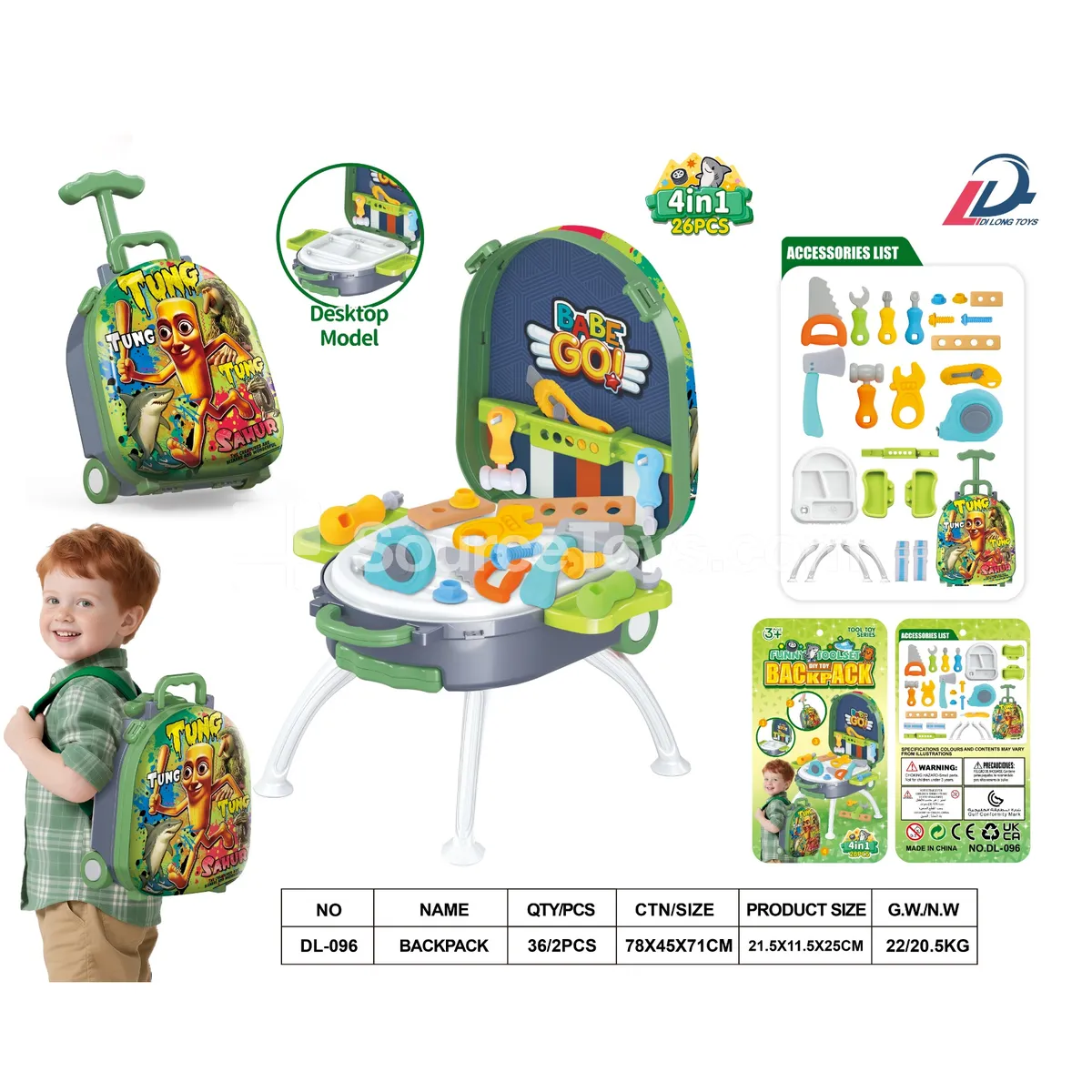 4-in-1 Pull Suitcase Pretend-Play Tool Set with Alloy Accessories (Boys) DIY Educational Storage Box 4-in-1 Pull Suitcase Pretend-Play Tool Set with Alloy Accessories (Boys) DIY Educational Storage Box