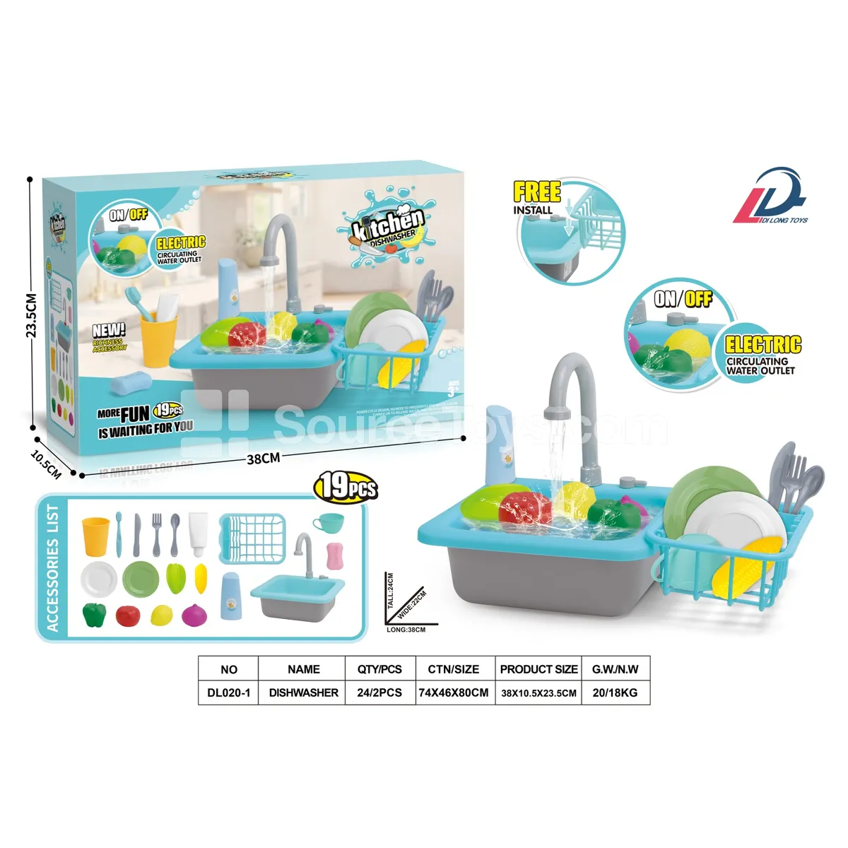 Pretend-Play Kitchen Sink with Food Toys Pretend-Play Kitchen Sink with Food Toys