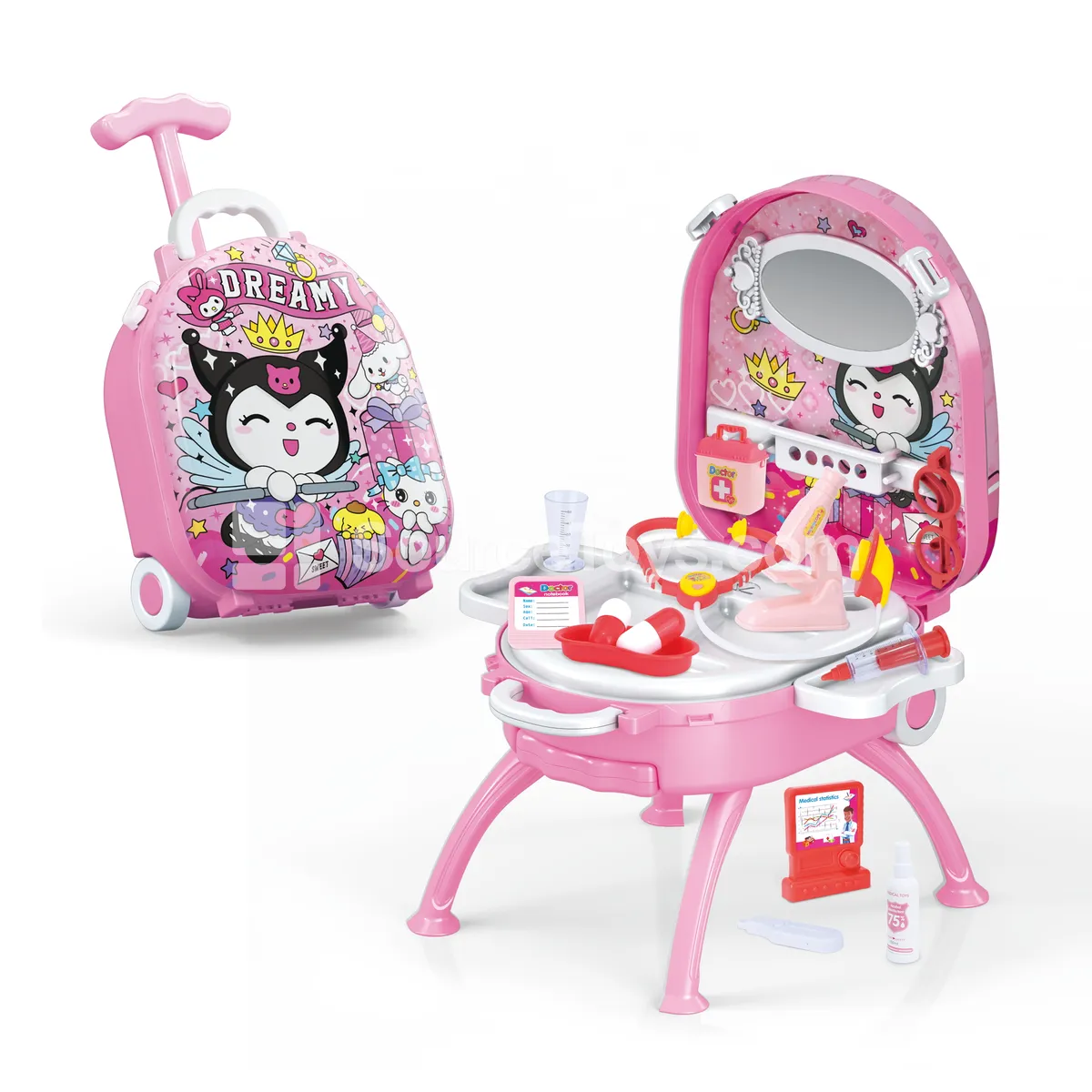 4-in-1 Suitcase Trolley with Alloy Backpack Set for Girls Pretend Play Doctor Kit Educational Toy 4-in-1 Suitcase Trolley with Alloy Backpack Set for Girls Pretend Play Doctor Kit Educational Toy