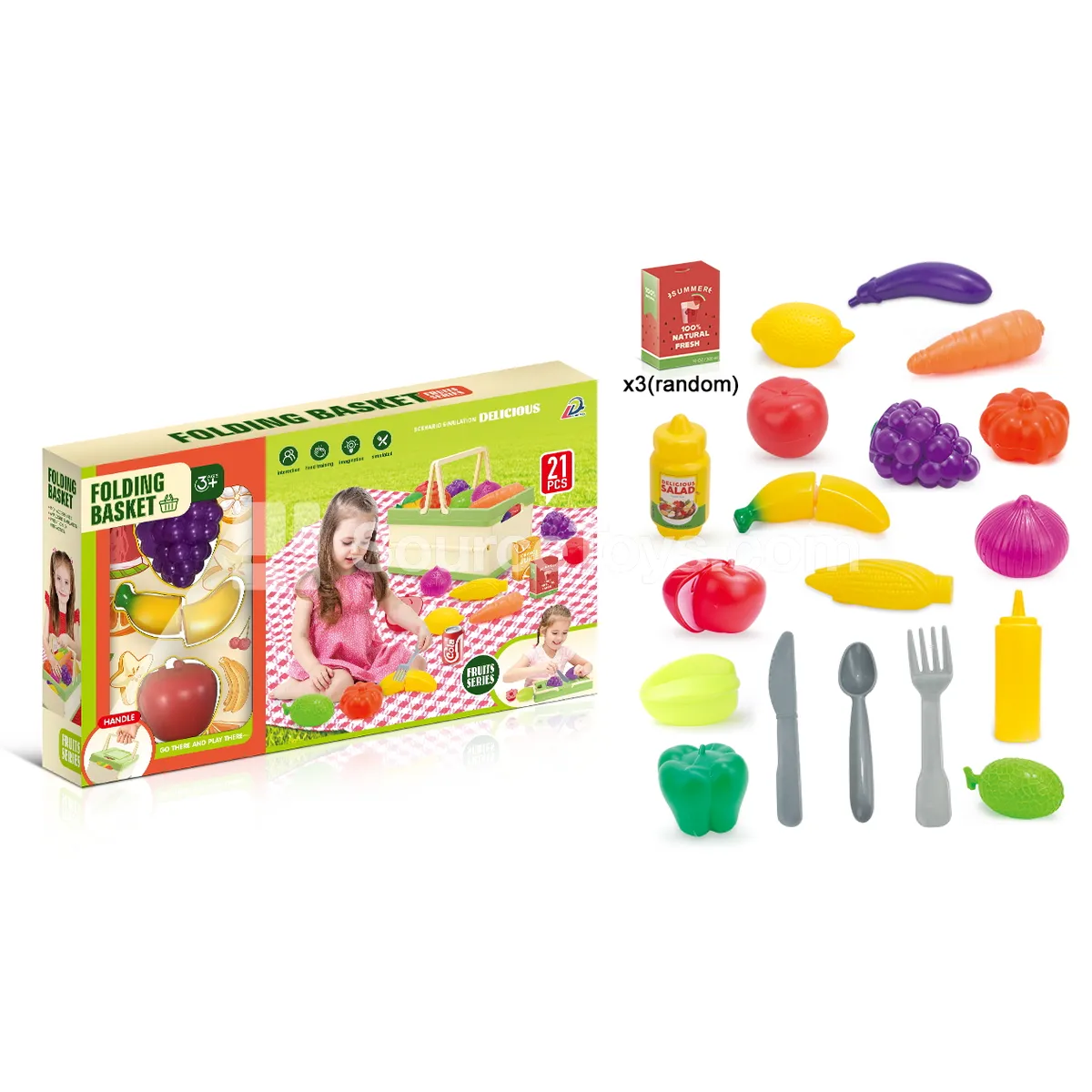 Fruit & Veggie Picnic Basket Pretend-Play Toy Fruit & Veggie Picnic Basket Pretend-Play Toy