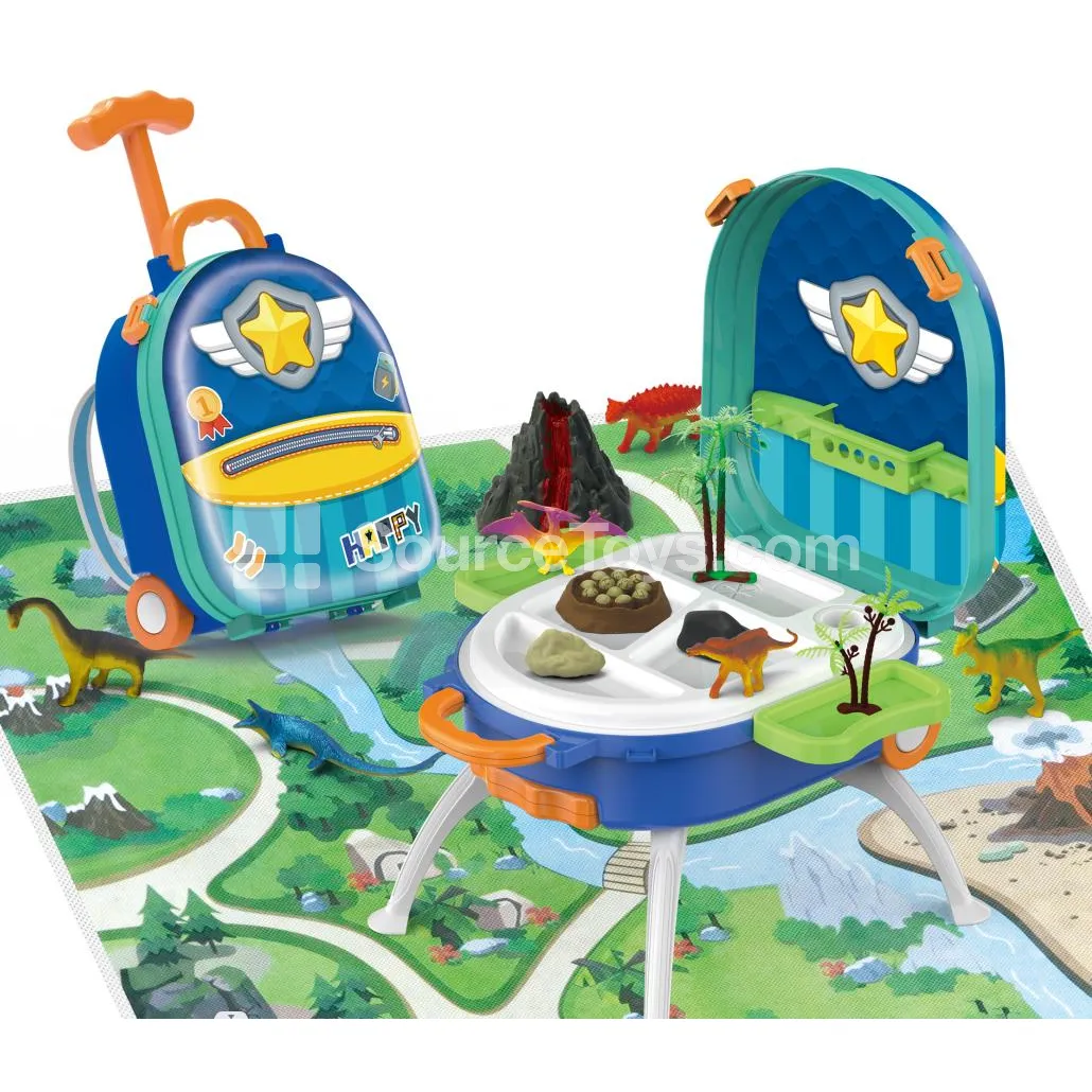 4-in-1 Suitcase Pretend-Play Dinosaur Theme Alloy Backpack Set