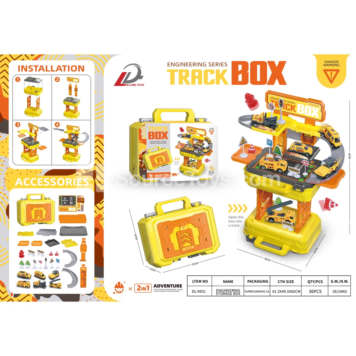 2-in-1 Track & Parking Lot Carry Case with 4 Random Cars Pretend Play 2-in-1 Track & Parking Lot Carry Case with 4 Random Cars Pretend Play
