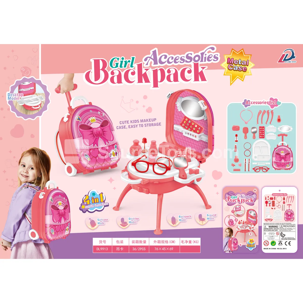 4-in-1 Trolley Suitcase Pretend-Play Travel Accessory Set 4-in-1 Trolley Suitcase Pretend-Play Travel Accessory Set