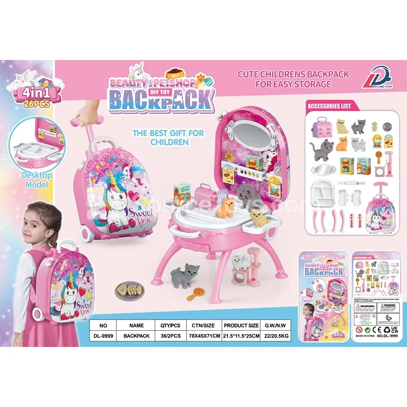 Unicorn 4-in-1 Suitcase Cat Alloy Backpack Set Unicorn 4-in-1 Suitcase Cat Alloy Backpack Set