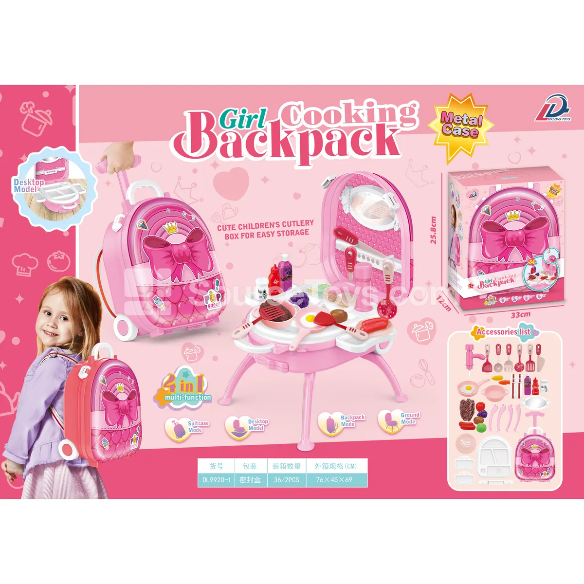 4-in-1 Suitcase Pretend-Play Kitchen Set with Alloy Backpack 4-in-1 Suitcase Pretend-Play Kitchen Set with Alloy Backpack