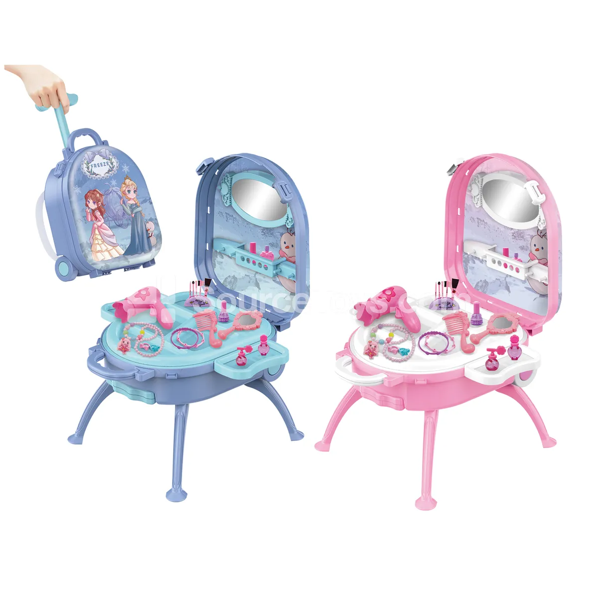 4-in-1 Suitcase Pretend-Play Vanity Set with Alloy Accessories (Pink, GCC) 4-in-1 Suitcase Pretend-Play Vanity Set with Alloy Accessories (Pink, GCC)