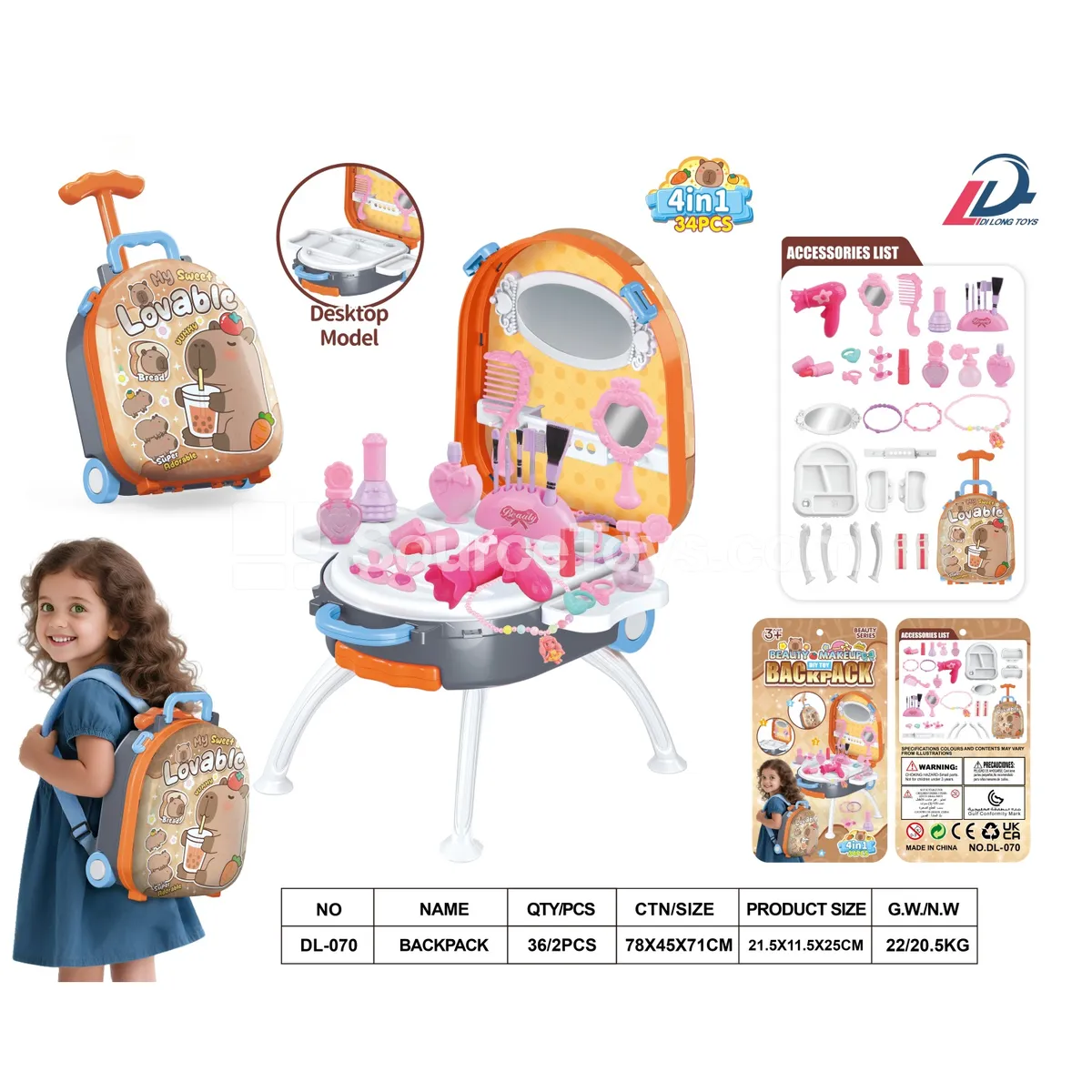 4-in-1 Suitcase Backpack Set with Alloy Accessories for Pretend Play 4-in-1 Suitcase Backpack Set with Alloy Accessories for Pretend Play