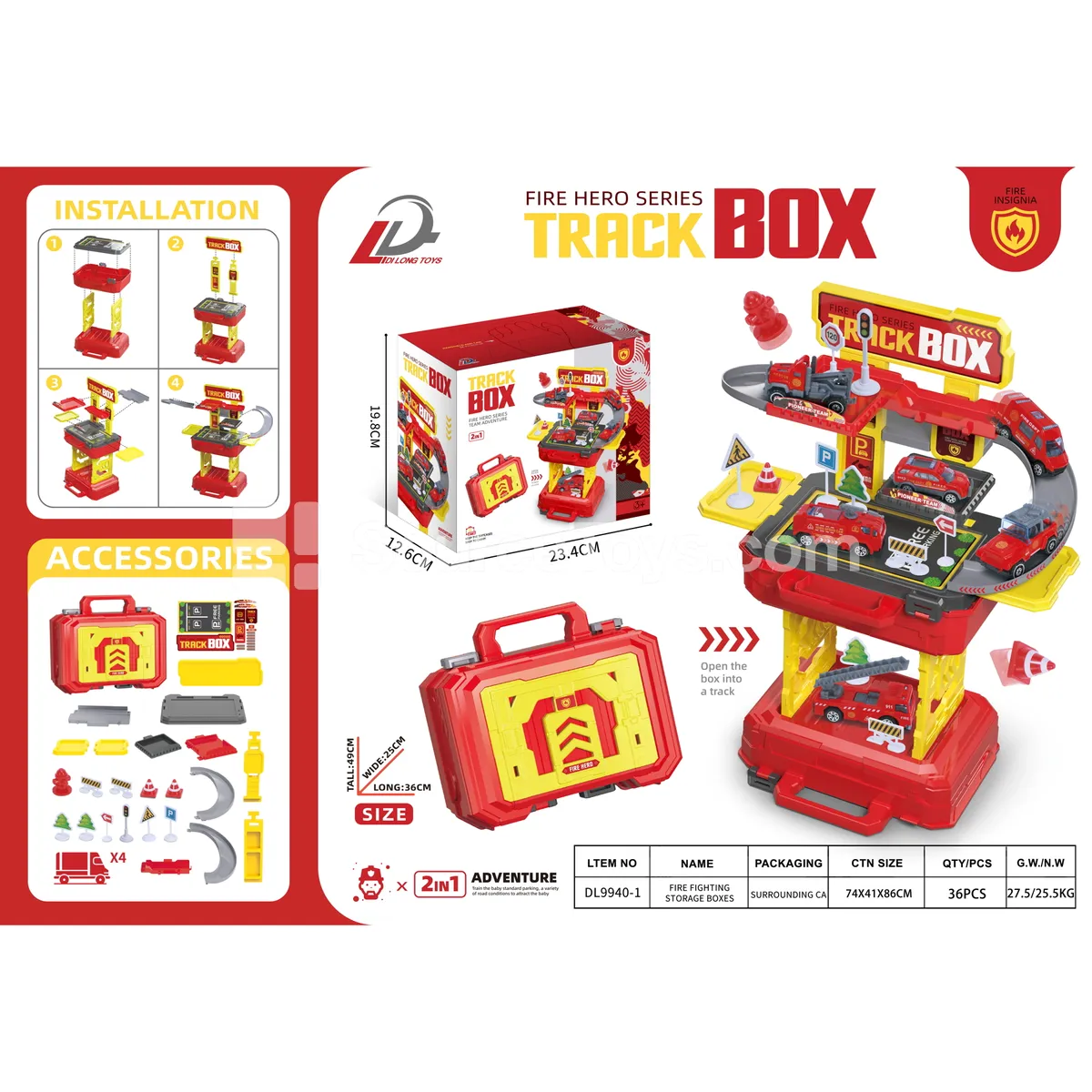 2-in-1 Track Parking Fire Rescue Carry Case (4 Cars Random) 2-in-1 Track Parking Fire Rescue Carry Case (4 Cars Random)