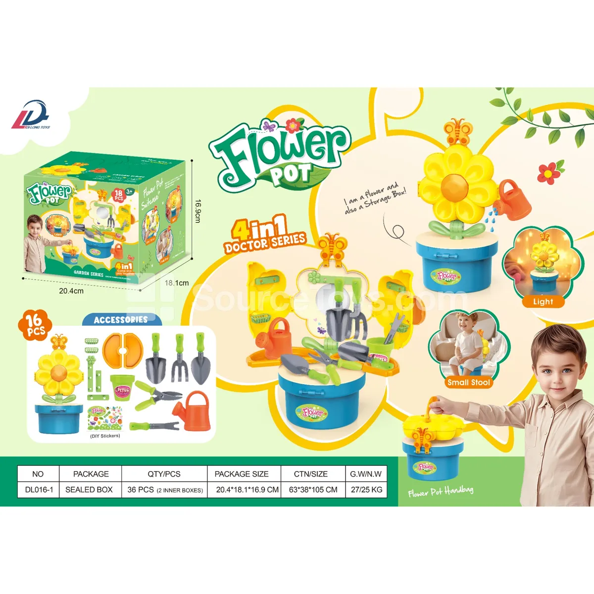 Glow-in-the-Dark 4-in-1 Sunflower Garden DIY Set for Boys