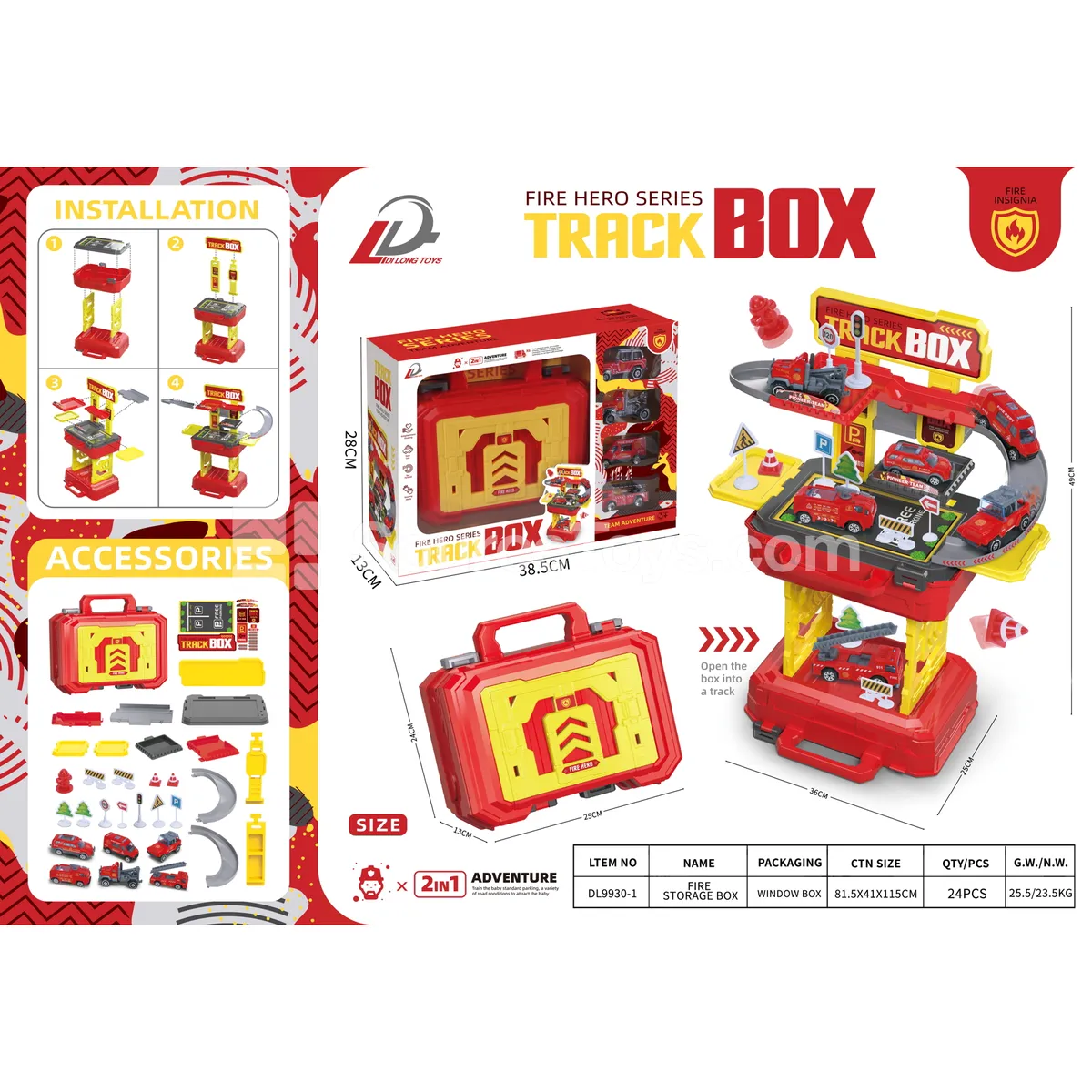 2-in-1 Window Track Parking Garage Fire Rescue Carrying Case (6 Cars) Pretend Play 2-in-1 Window Track Parking Garage Fire Rescue Carrying Case (6 Cars) Pretend Play