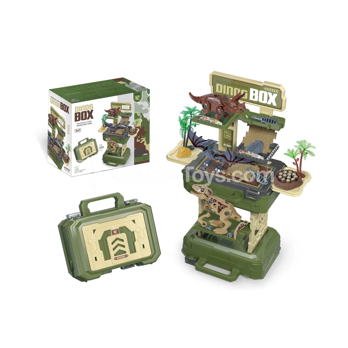 2-in-1 Assembly Dinosaur Suitcase Set (2 Random Dinosaurs) Pretend Play DIY 2-in-1 Assembly Dinosaur Suitcase Set (2 Random Dinosaurs) Pretend Play DIY
