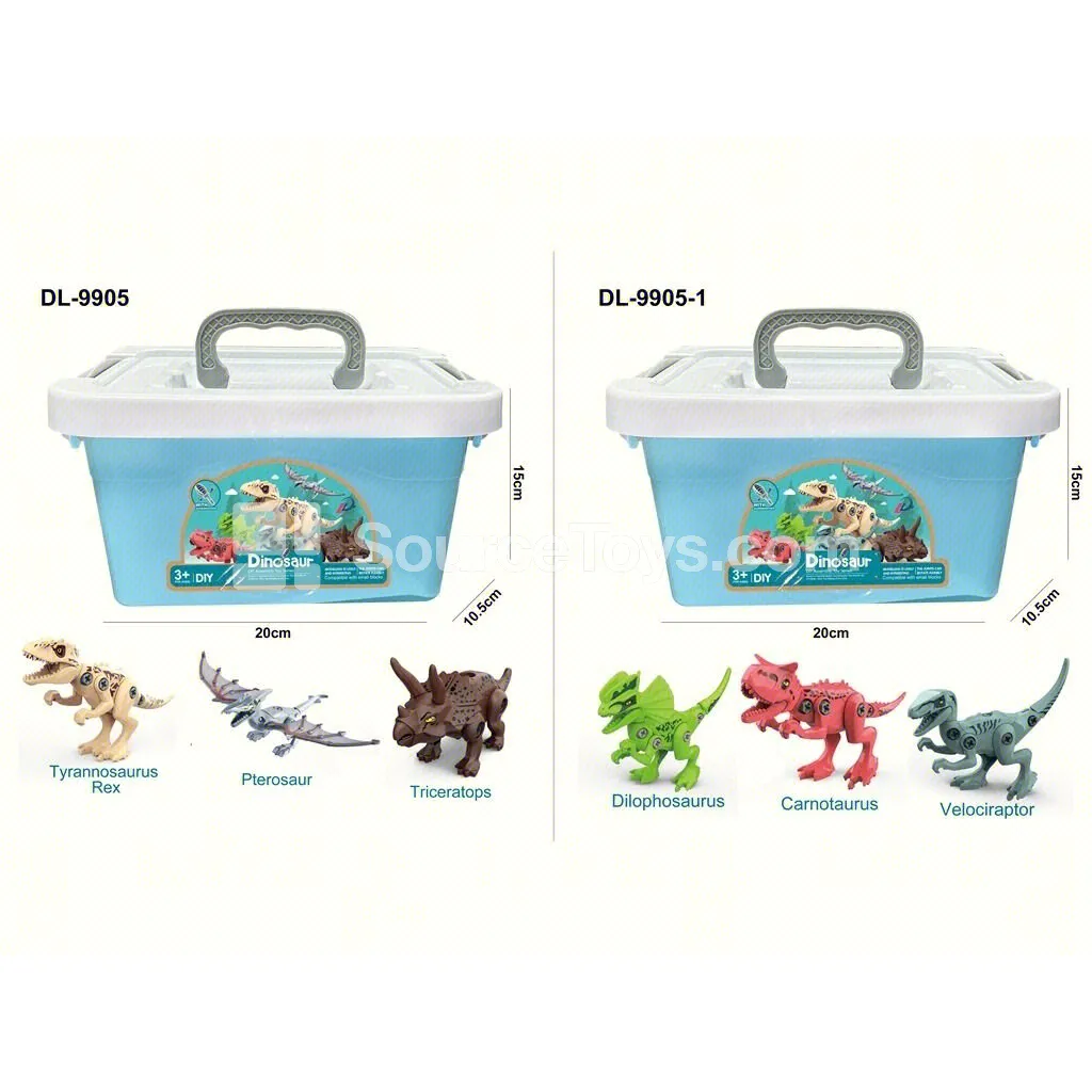Dinosaur 3-Style Assorted Handbag (DIY Assembly Dinosaur Model, Compatible with Small Building Blocks)