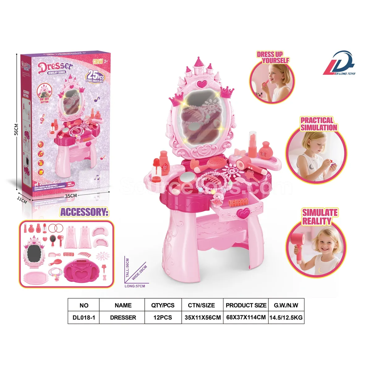 Fashion Doll Pretend-Play Vanity Set with Music & Lights, DIY Educational Storage Box Fashion Doll Pretend-Play Vanity Set with Music & Lights, DIY Educational Storage Box