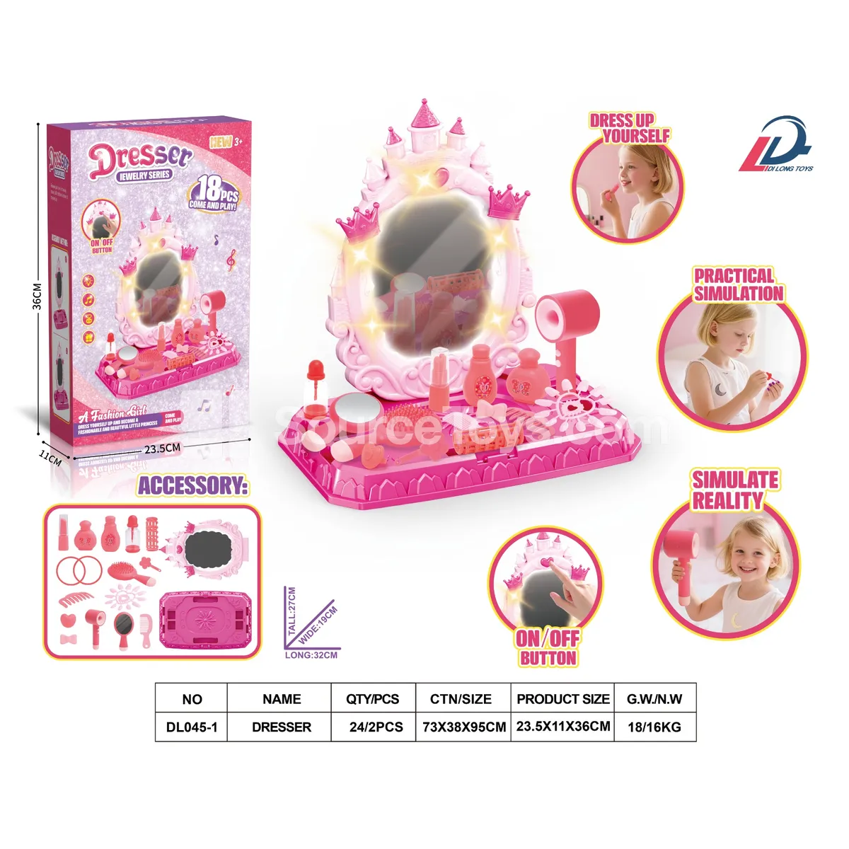 Girls' Pretend-Play Vanity Table with Lights & Music Girls' Pretend-Play Vanity Table with Lights & Music