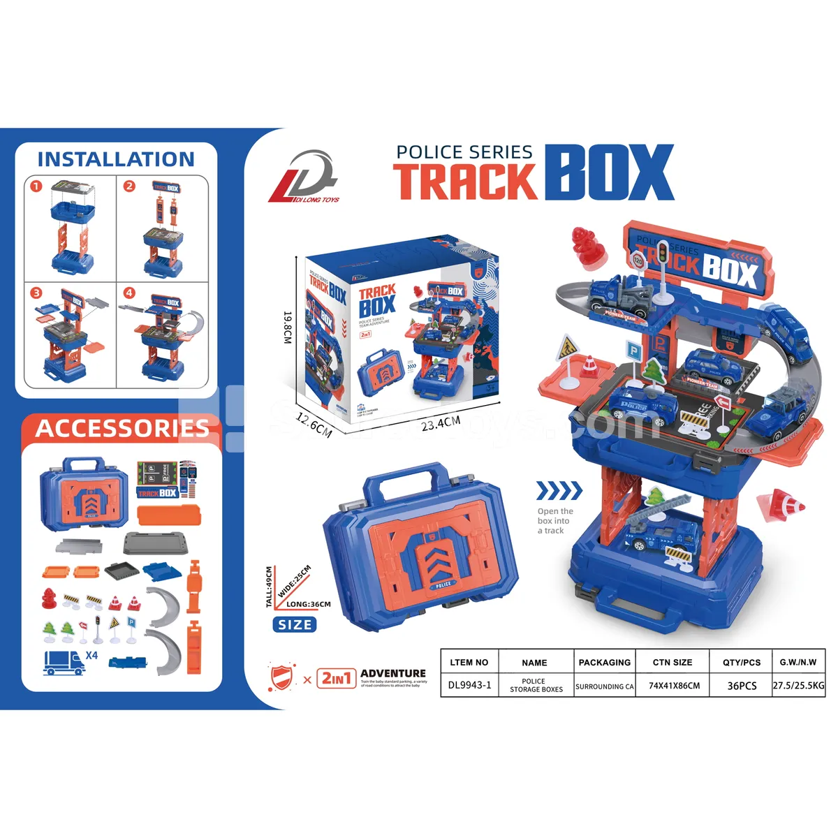 2-in-1 Track Parking Police Suitcase Pretend-Play Set (4 Random Cars) 2-in-1 Track Parking Police Suitcase Pretend-Play Set (4 Random Cars)